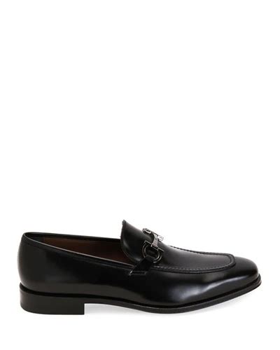 Ferragamo Gancini Horsebit Leather Loafers .